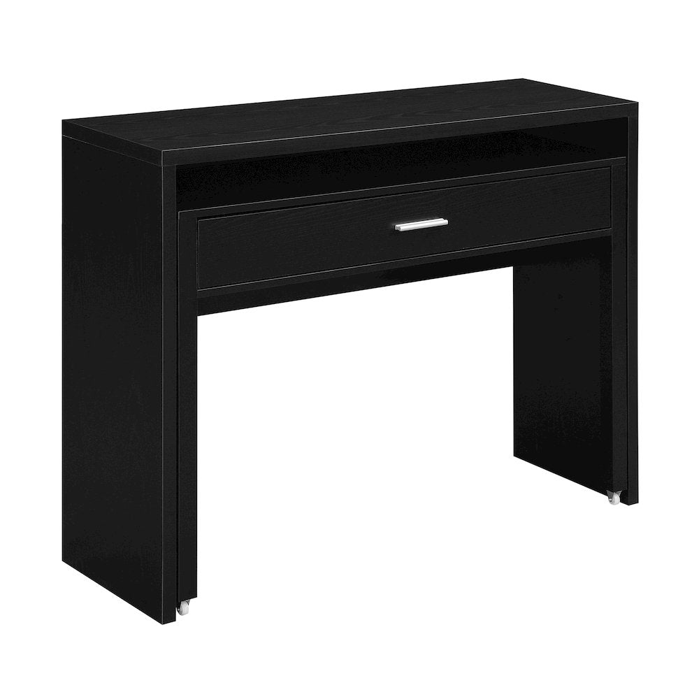 Newport JB Console/Sliding Desk with Drawer and Riser, Black