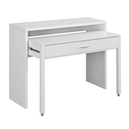Newport JB Console/Sliding Desk with Drawer and Riser, White