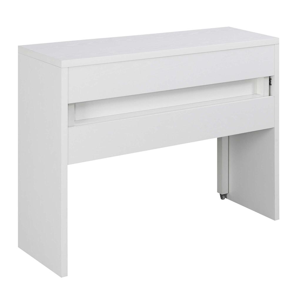 White Office Desk with Sliding Drawer, Riser, and Spacious Honeycomb Design