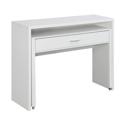 Newport JB Console/Sliding Desk with Drawer and Riser, White
