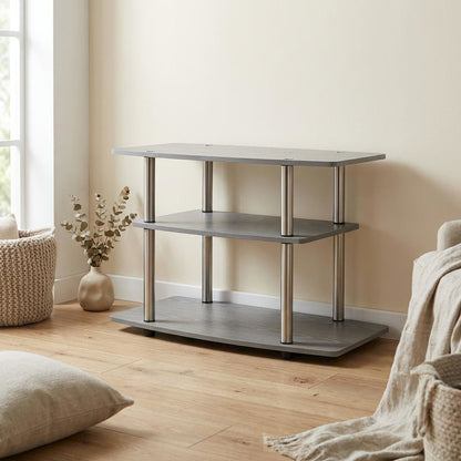 Gray No Tools 3-Tier TV Stand for TVs up to 37 inches, Transitional style