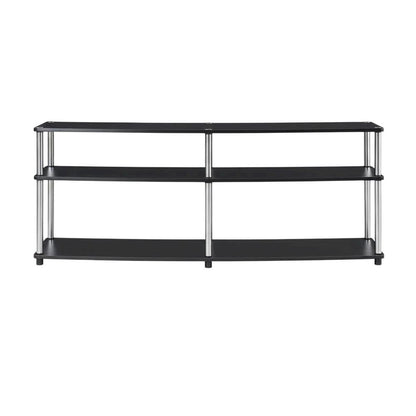 Espresso 3-Tier TV Stand, Particle Board, Steel Poles, 65-Inch Displays