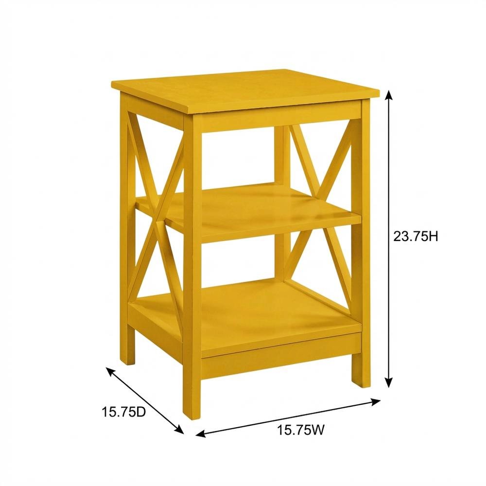 Yellow End Table with Shelves for Coastal-Style Home Decor