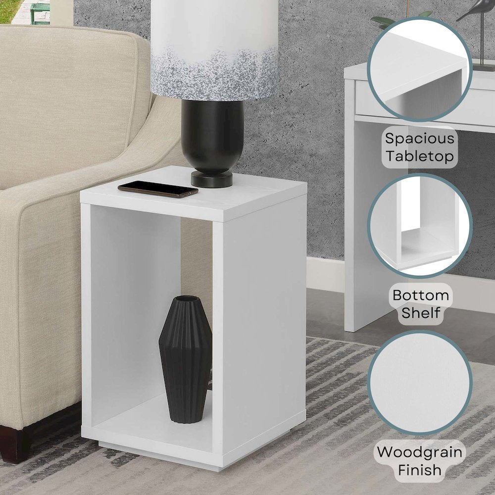 Northfield Admiral End Table with Shelf, White