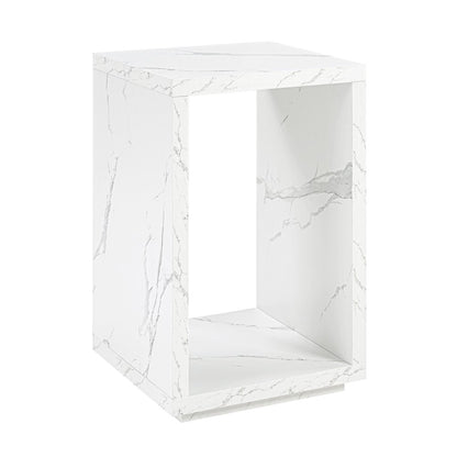 Northfield Admiral End Table with Shelf, White Faux Marble