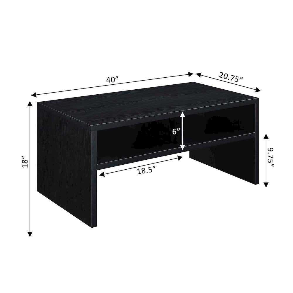Northfield Admiral Deluxe Coffee Table with Shelves, Black
