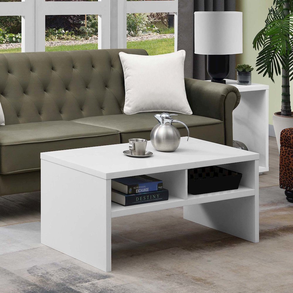 Northfield Admiral Deluxe Coffee Table with Shelves, White