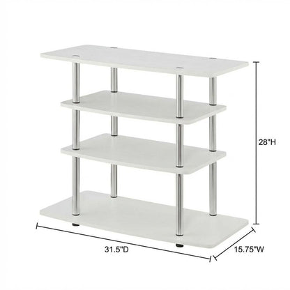 White TV Stand with 4-Tier Shelves and Transitional Design