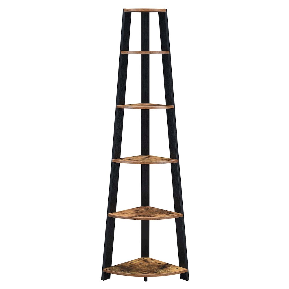 Newport 5 Tier Corner Bookshelf Barnwood/Black