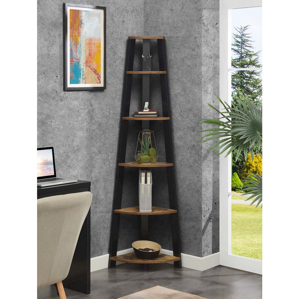 Newport 5 Tier Corner Bookshelf Barnwood/Black