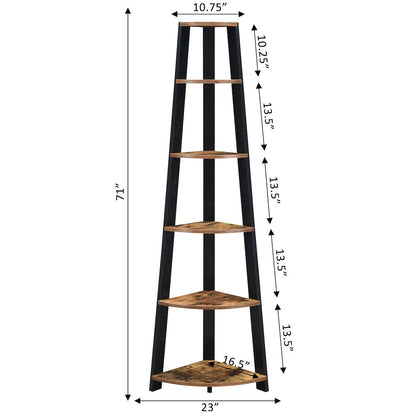 Newport 5 Tier Corner Bookshelf Barnwood/Black