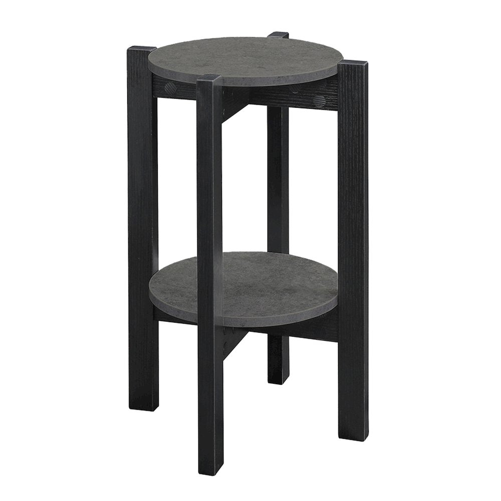 Newport Medium 2 Tier Plant Stand Faux Cement/Black
