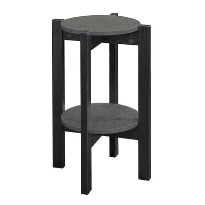 Newport Medium 2 Tier Plant Stand Faux Cement/Black