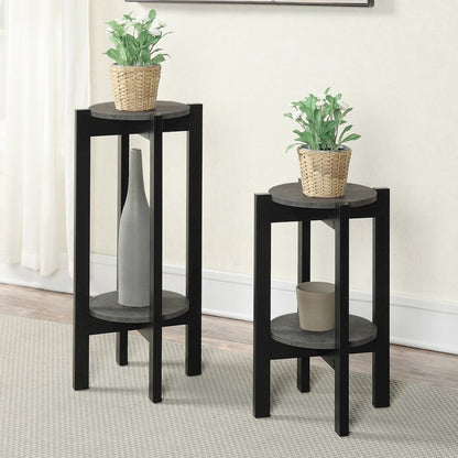 Newport Medium 2 Tier Plant Stand Faux Cement/Black