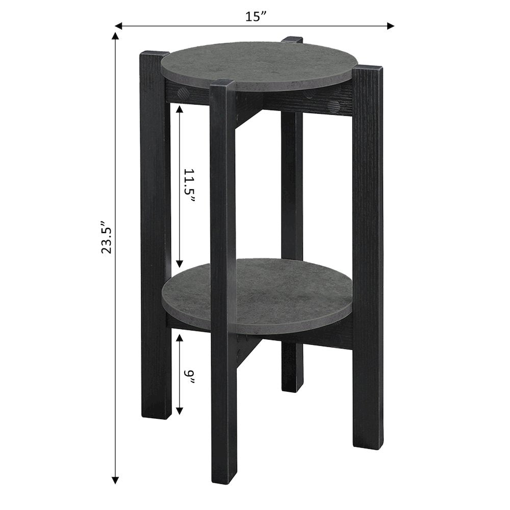 Newport Medium 2 Tier Plant Stand Faux Cement/Black