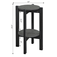 Newport Medium 2 Tier Plant Stand Faux Cement/Black