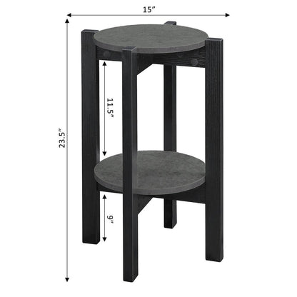 Newport Medium 2 Tier Plant Stand Faux Cement/Black