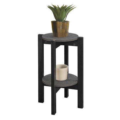 Newport Medium 2 Tier Plant Stand Faux Cement/Black