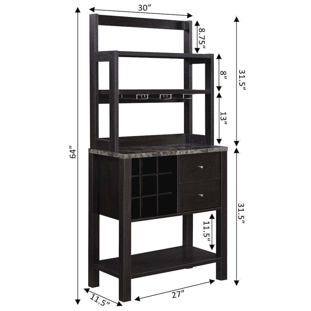 Newport 2 Drawer Serving Bar with Wine Rack and Shelves