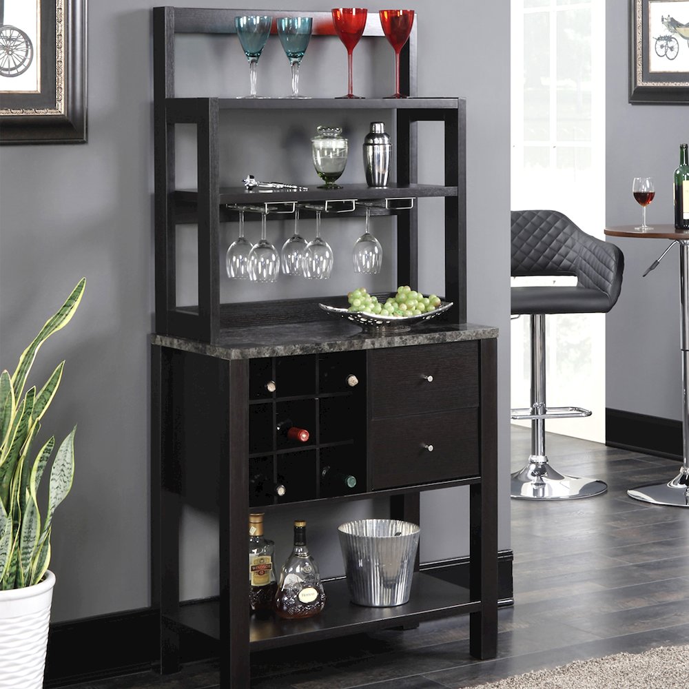 Newport 2 Drawer Serving Bar with Wine Rack and Shelves