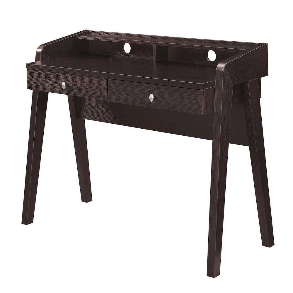 Newport Deluxe 2 Drawer Desk with Shelf, Espresso