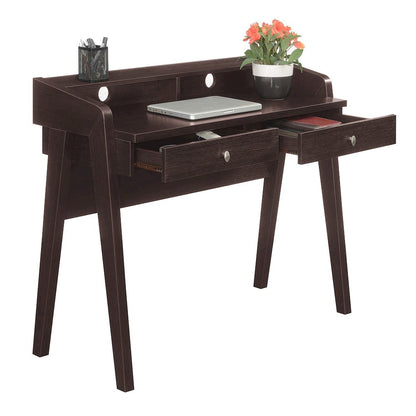 Newport Deluxe 2 Drawer Desk with Shelf, Espresso
