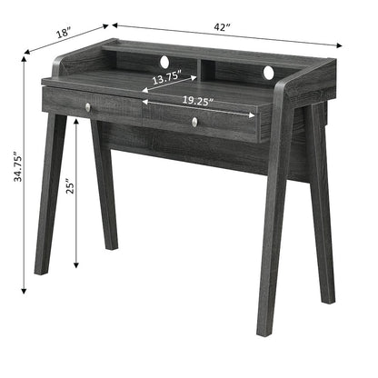 Newport Deluxe 2 Drawer Desk with Shelf, Weathered Gray