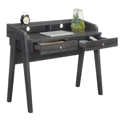 Newport Deluxe 2 Drawer Desk with Shelf, Weathered Gray