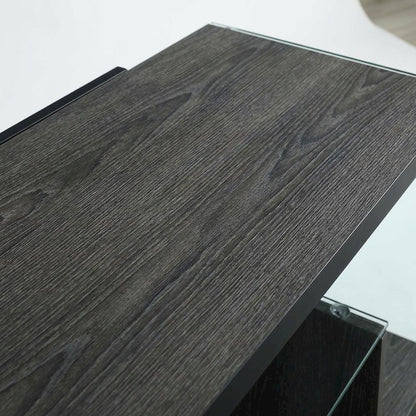 Weathered Gray TV Stand with Tempered Glass and PVC Edge Banding
