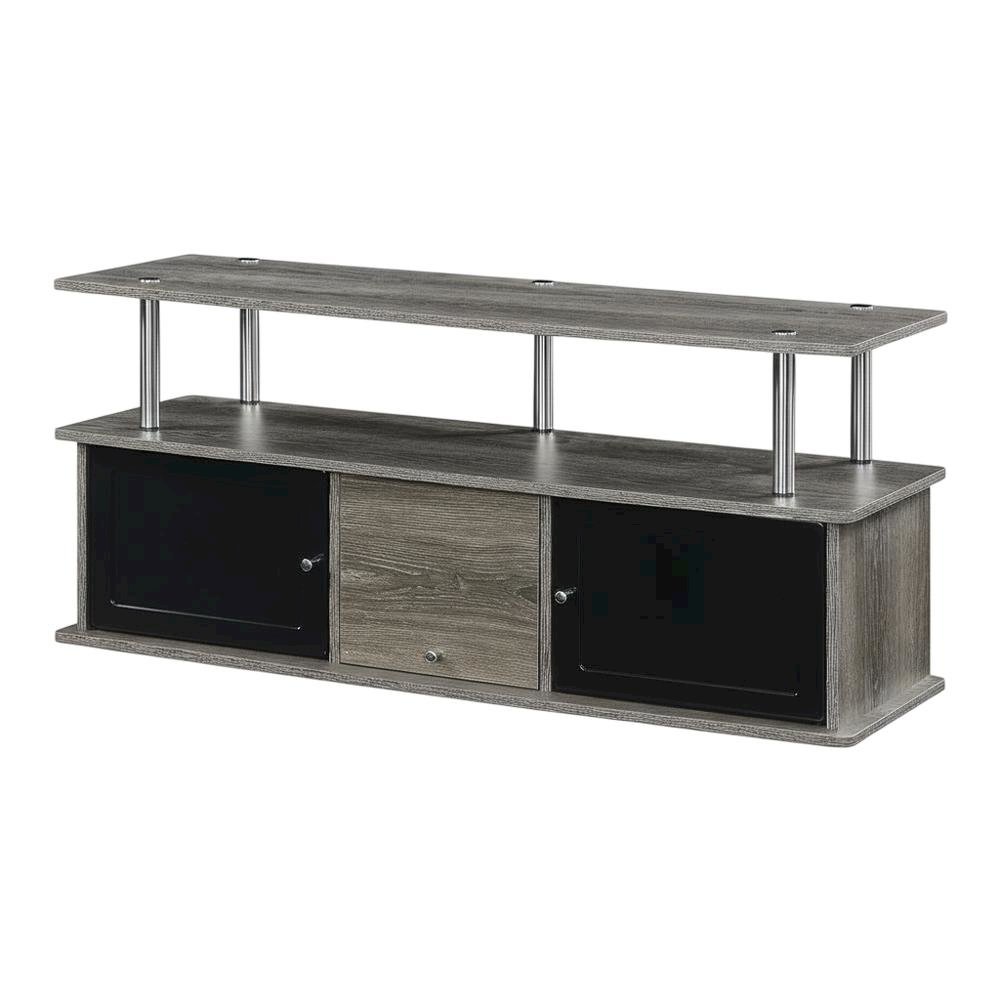 Modern Gray TV Stand with 3 Storage Cabinets and Shelf for 55-Inch TVs