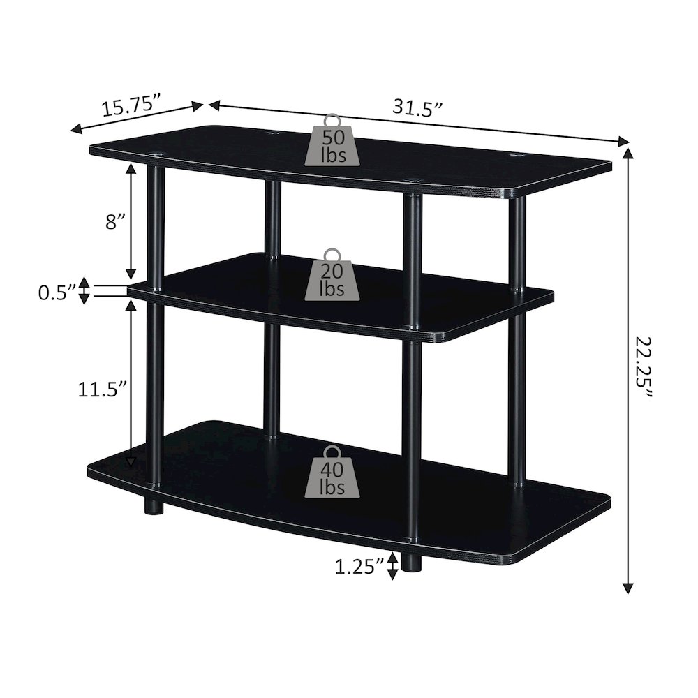 Designs2Go No Tools 3 Tier TV Stand for TVs up to 37 Inches