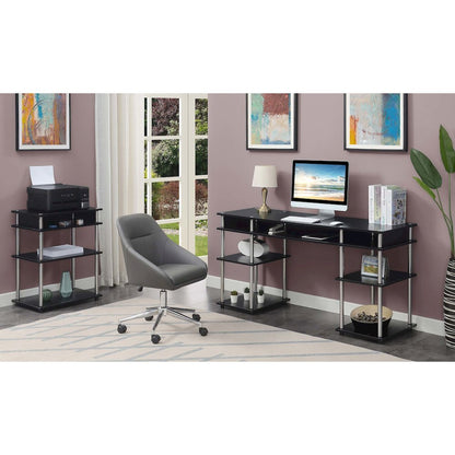 Designs2Go No Tools Printer Stand with Shelves, Black