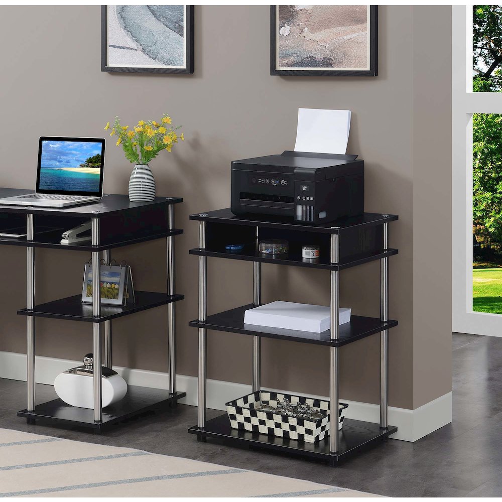 Designs2Go No Tools Printer Stand with Shelves, Black
