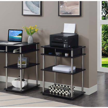 Designs2Go No Tools Printer Stand with Shelves, Black