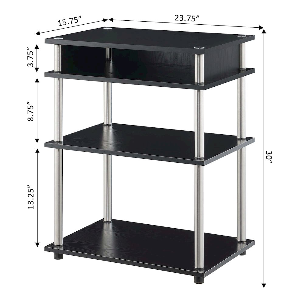 Designs2Go No Tools Printer Stand with Shelves, Black