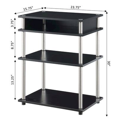 Designs2Go No Tools Printer Stand with Shelves, Black