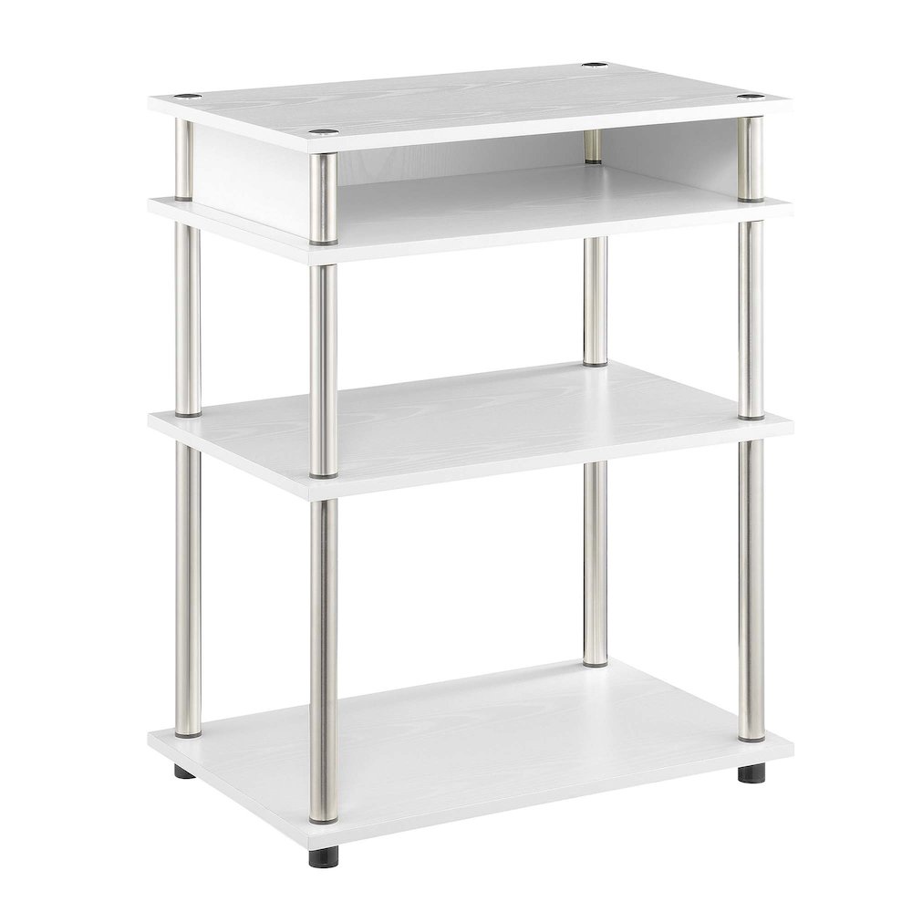 Designs2Go No Tools Printer Stand with Shelves, White