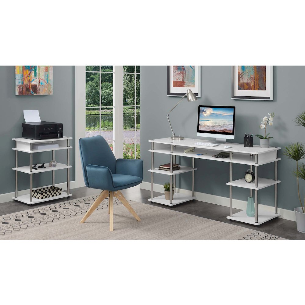 Designs2Go No Tools Printer Stand with Shelves, White