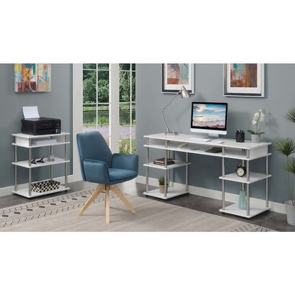 Designs2Go No Tools Printer Stand with Shelves, White