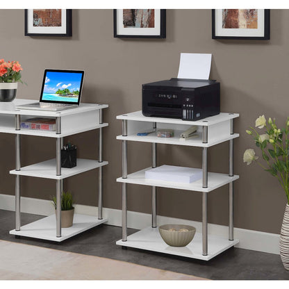 Designs2Go No Tools Printer Stand with Shelves, White