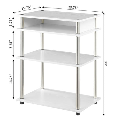 Designs2Go No Tools Printer Stand with Shelves, White