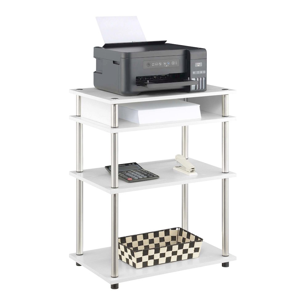 Designs2Go No Tools Printer Stand with Shelves, White