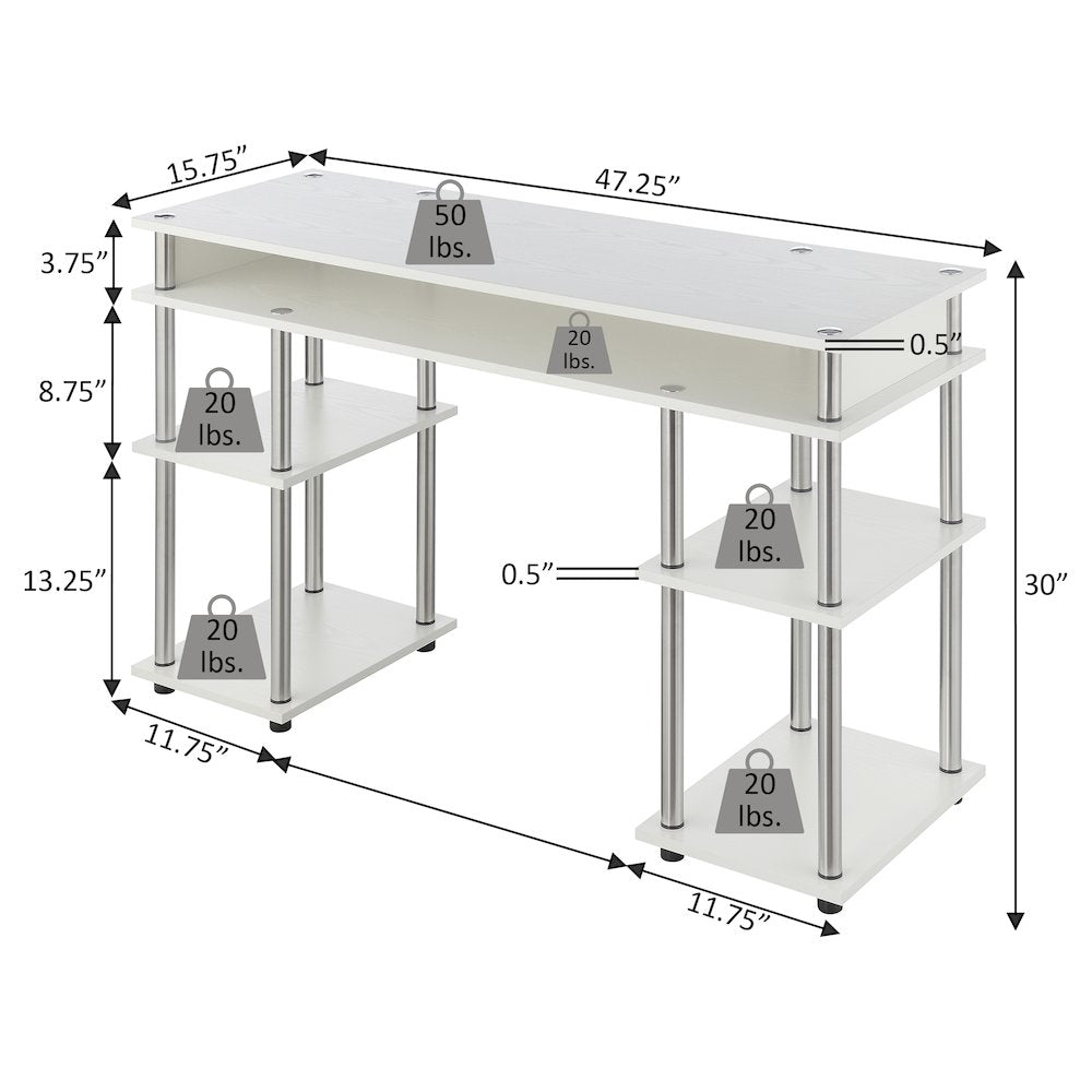 Designs2Go No Tools Student Desk with Shelves