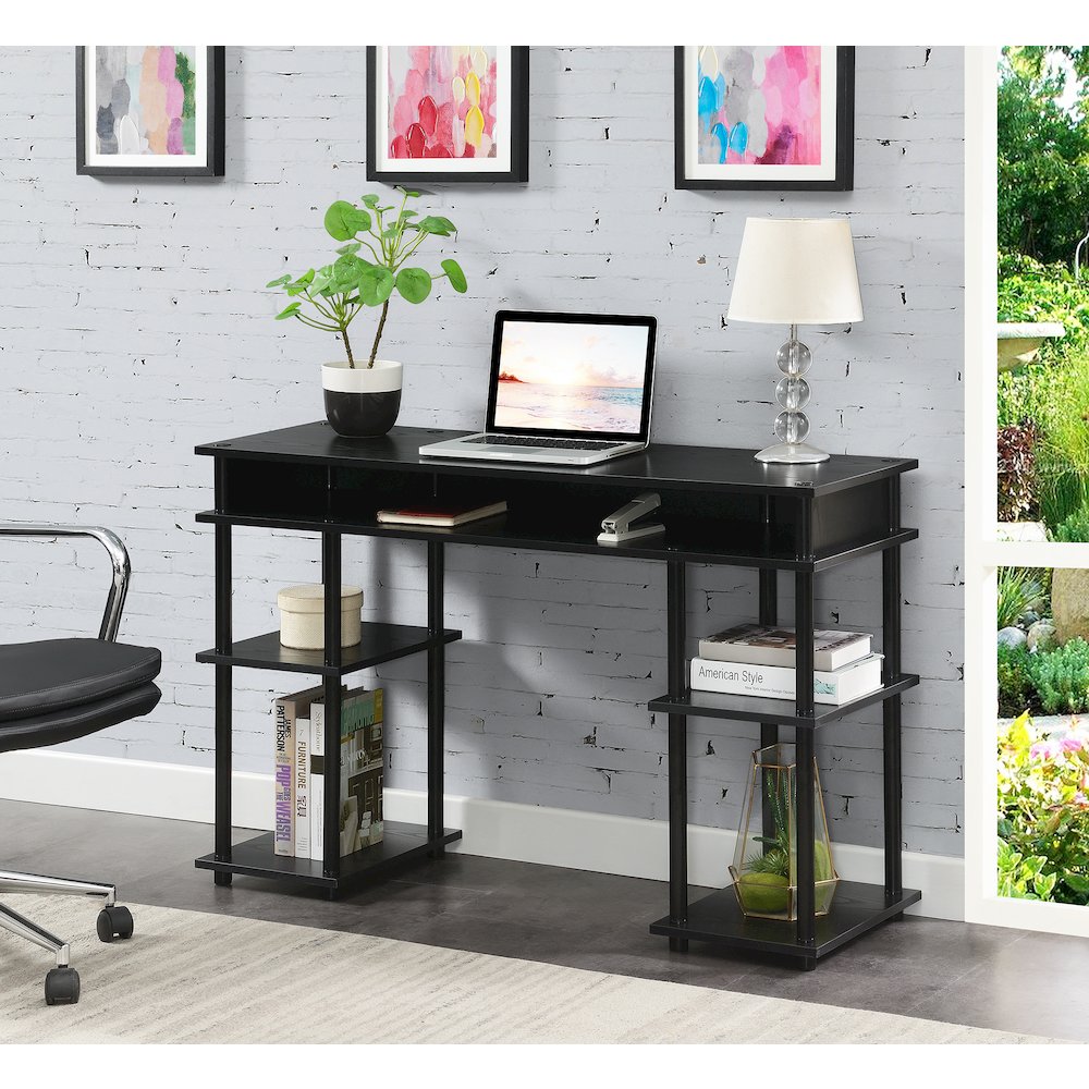 Designs2Go No Tools Student Desk with Shelves - Black