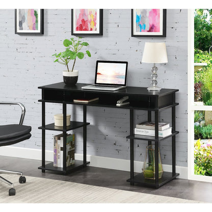 Designs2Go No Tools Student Desk with Shelves - Black
