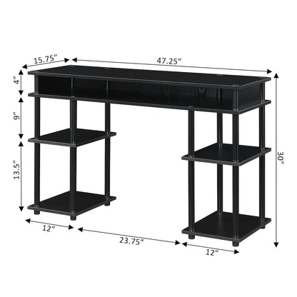 Designs2Go No Tools Student Desk with Shelves - Black