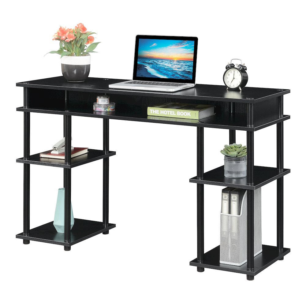Designs2Go No Tools Student Desk with Shelves - Black