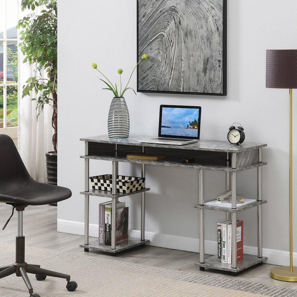 Designs2Go No Tools Student Desk, Gray Marble