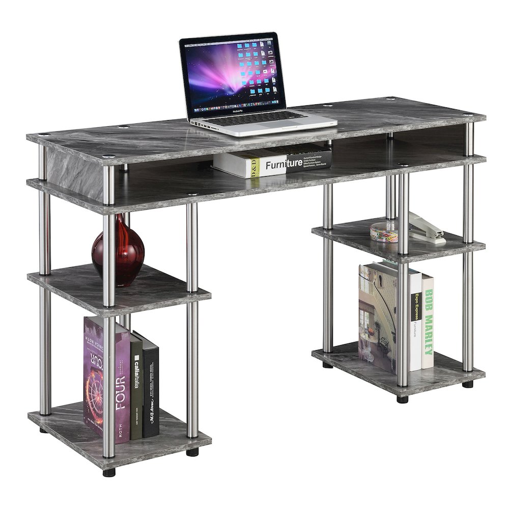 Designs2Go No Tools Student Desk, Gray Marble