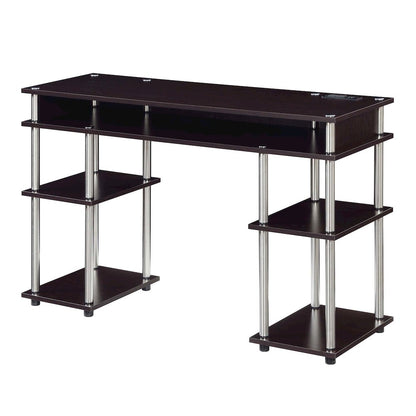 Designs2Go No Tools Student Desk With Charging Station, Espresso